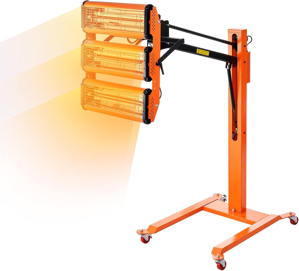 VEVOR Infrared Drying Lamp, 3300W with 1-60 min Timer, Automatic Heat for Automotive Repairs, Includes Stand, Covers 8.61 sq.ft, Ideal for Spray Booth Heating, Quick Paint Drying, Engine Warm-Up 110V