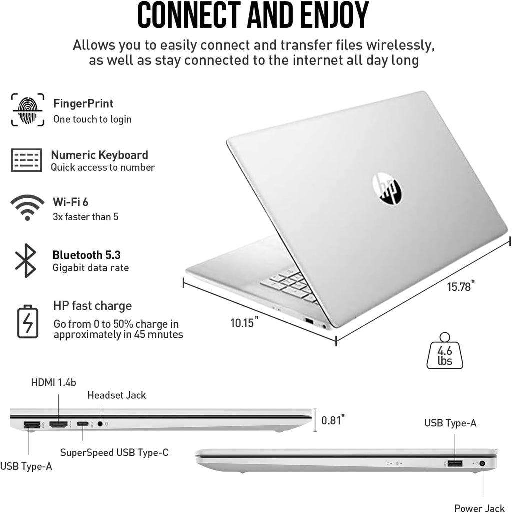 HP 17.3 Inch Touchscreen Laptop with Lifetime Microsoft 365 for The Web, Backlit Keyboard, Intel i7, 32GB RAM, 2TB Onboard and 128GB External Storage, Wi-Fi 6, 15Hrs Battery, Rose Gold, Windows 11
