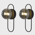 Black Globe Wall Sconce Mid Century Modern Bathroom Vanity Light Fixture Small Black and Glass Wall Mounted Light Vintage Hallway Sconces Wall Lighting (2 Pack)