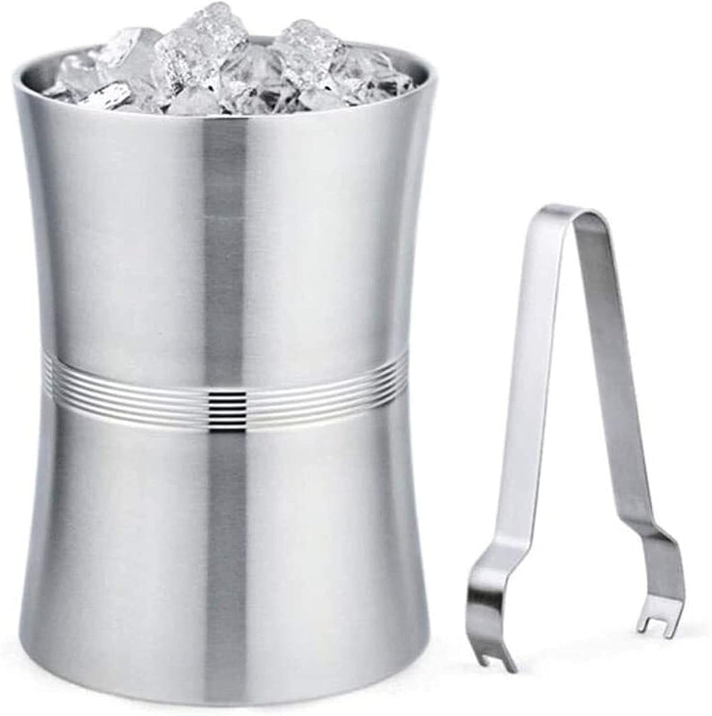 BTZHY Ice Bucket,Wine Glass Galvanized Metal and Scoop Steel Construction Insert Lid Included