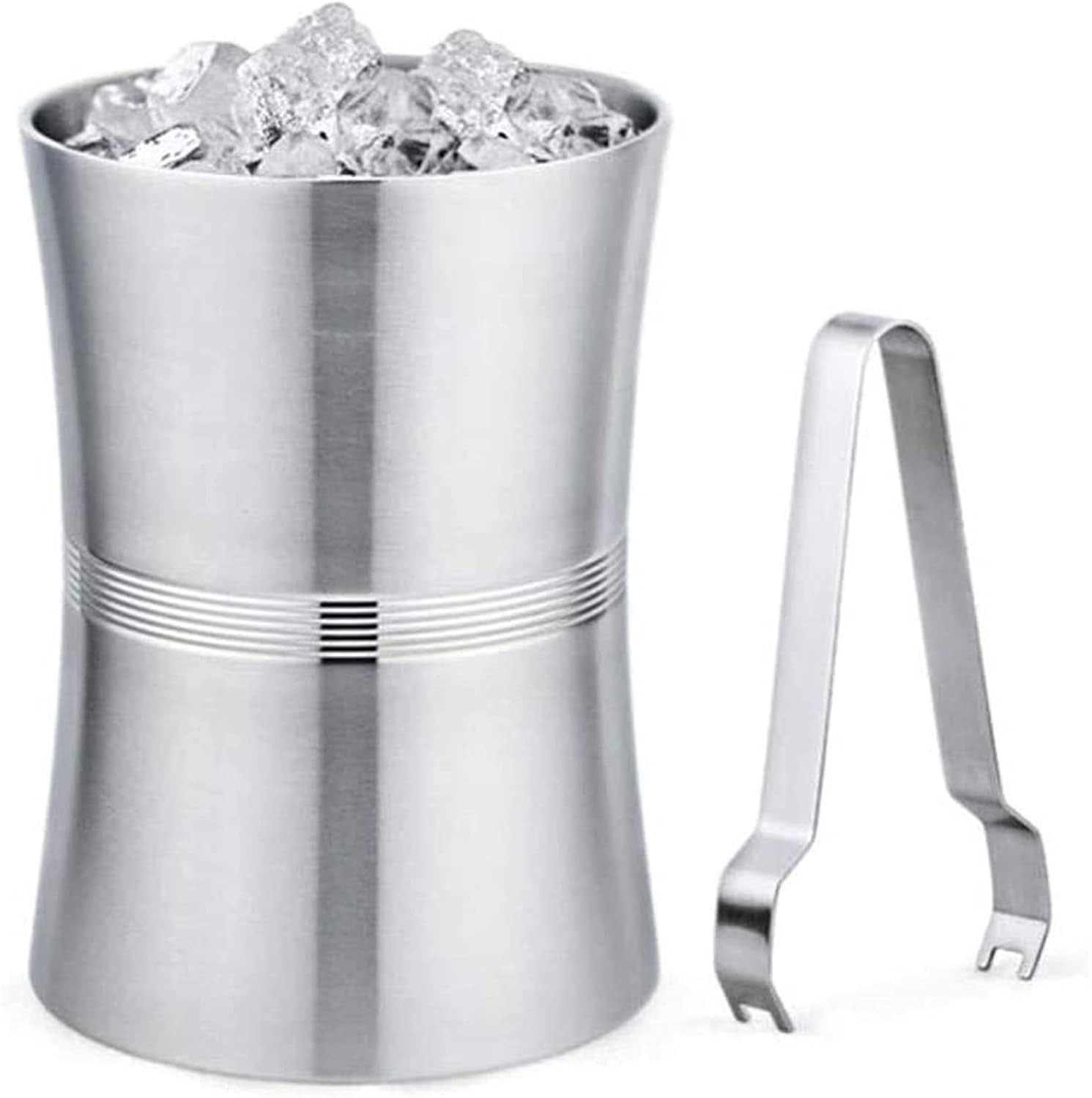 BTZHY Ice Bucket,Wine Glass Galvanized Metal and Scoop Steel Construction Insert Lid Included