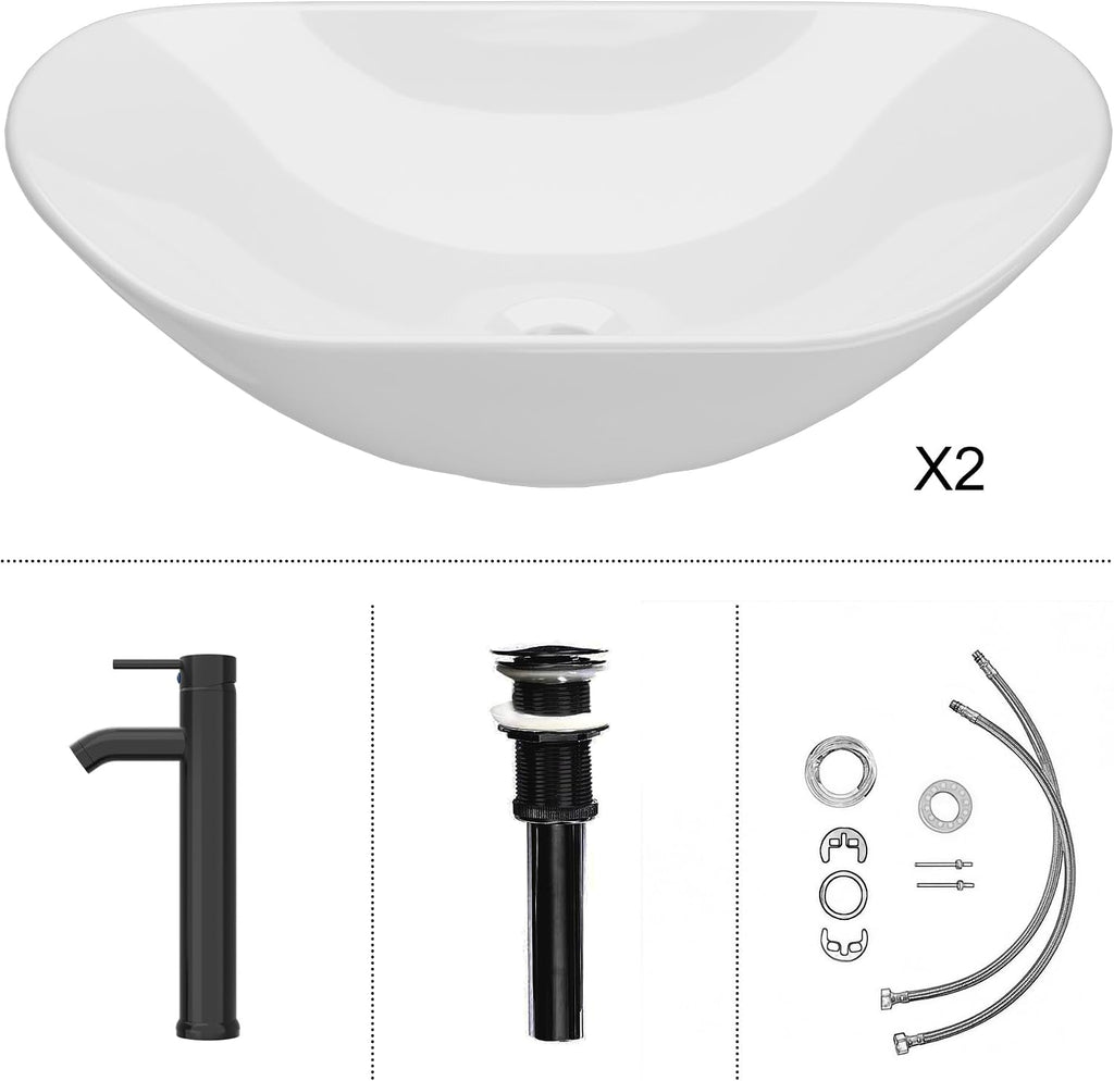 UEV 30' Bathroom Vanity with Sink Combo,Modern Freestanding Sink Cabinet with 3 Drawers,Stylish Bathroom Vanity Cabinet,Grooved Door,Metal Handles,Vessel Sink (Arch Rectangle, 48''White)