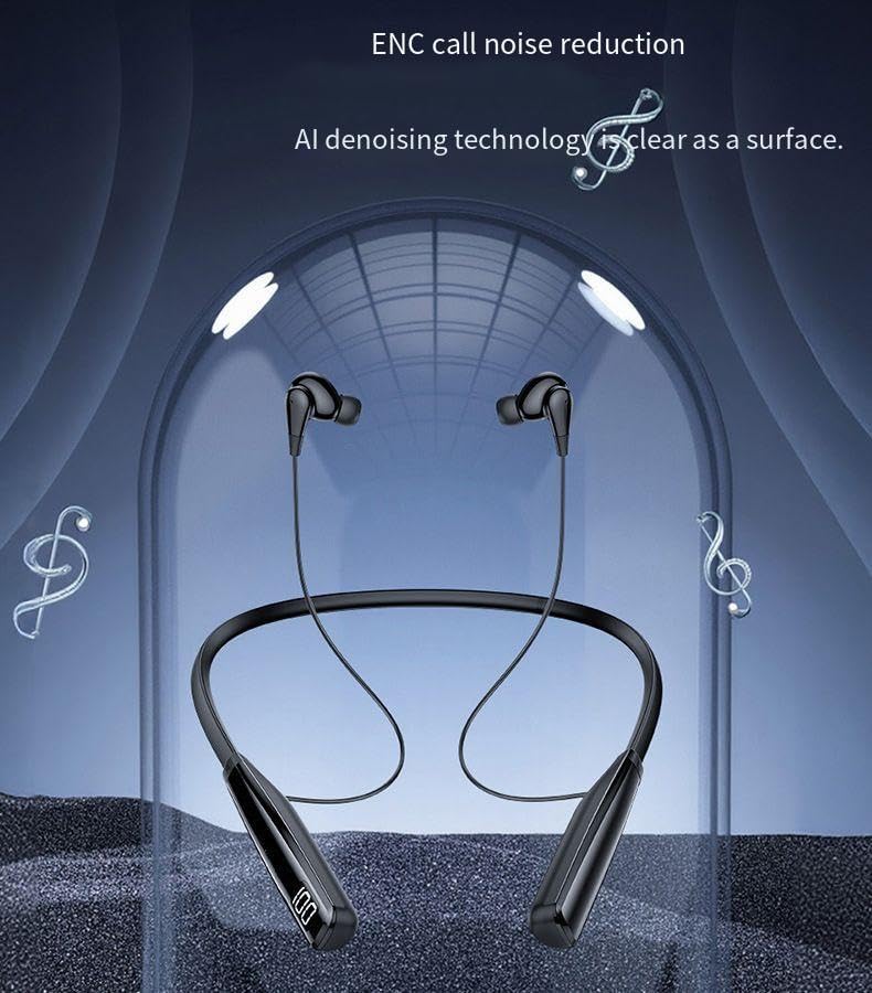 Wireless Bluetooth Earbuds Neckband Headphones, ENC Call Noise Cancellation,IPX5 Waterproof Earphones, 80 Hrs HD Talktime, Bilateral Stereo for Working Workout