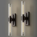 Brass Wall Sconces Set of 2, Bathroom Sconces Wall Lighting, Black Sconces Wall Lighting with Clear Glass Wall Lamp,Wall Mount Lamps Wall Lights for Vanity Light Bedroom Living Room Hallway