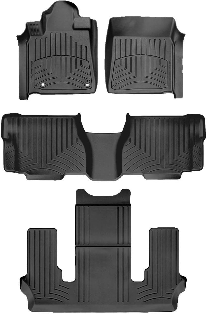 WeatherTech FloorLiner HP Custom Fit Floor Mats for Toyota Sequoia Full Set (444081-44093-4-5IM), Black