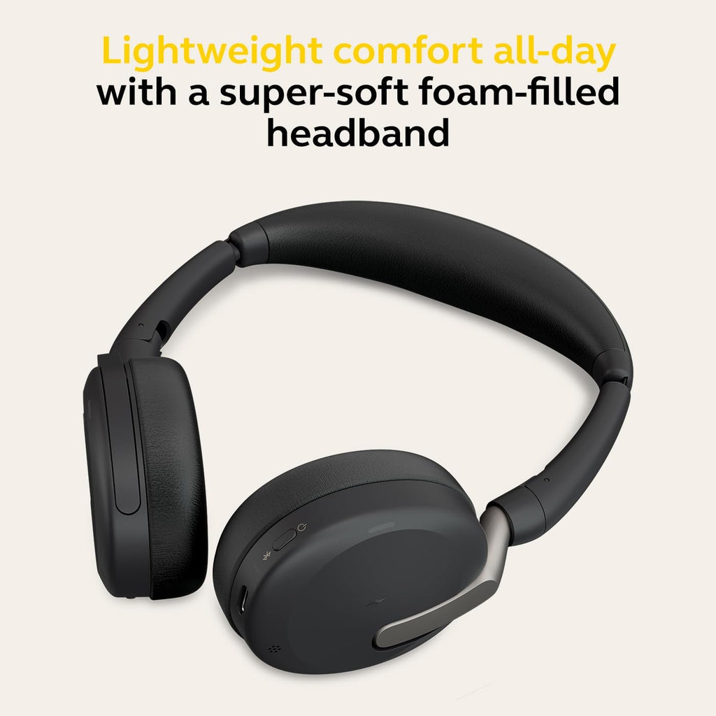 Jabra Evolve2 65 Flex Wireless Stereo Headset - Bluetooth, Noise-Cancelling ClearVoice Technology & Hybrid ANC - Certified for Microsoft Teams - Black (Renewed)