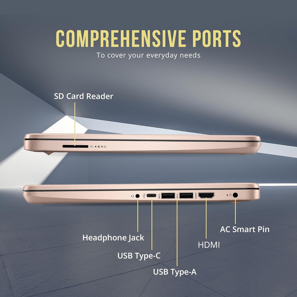 HP 14 Inch Chromebook with ChromeOS Flex | 8GB RAM | 128GB Storage (64GB Onboard and 64GB External) | Intel Celeron | Designed Purely for School and Work | Game App Not Allowed | Pink | No Mouse