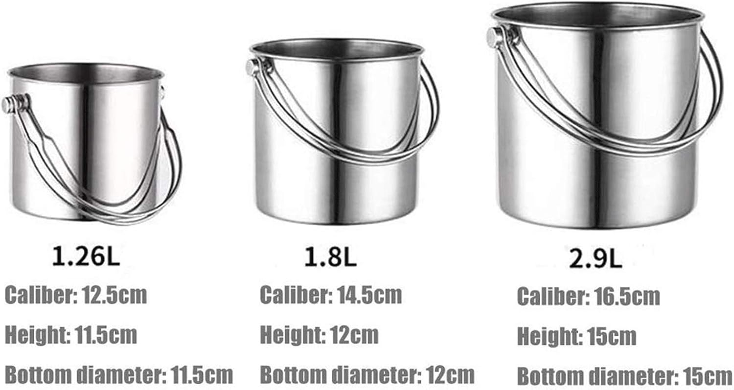 ice bucket, Ice Bucket - Ice Bucket with Scoop Lid and Handle, Stainless Steel (Size : Large)