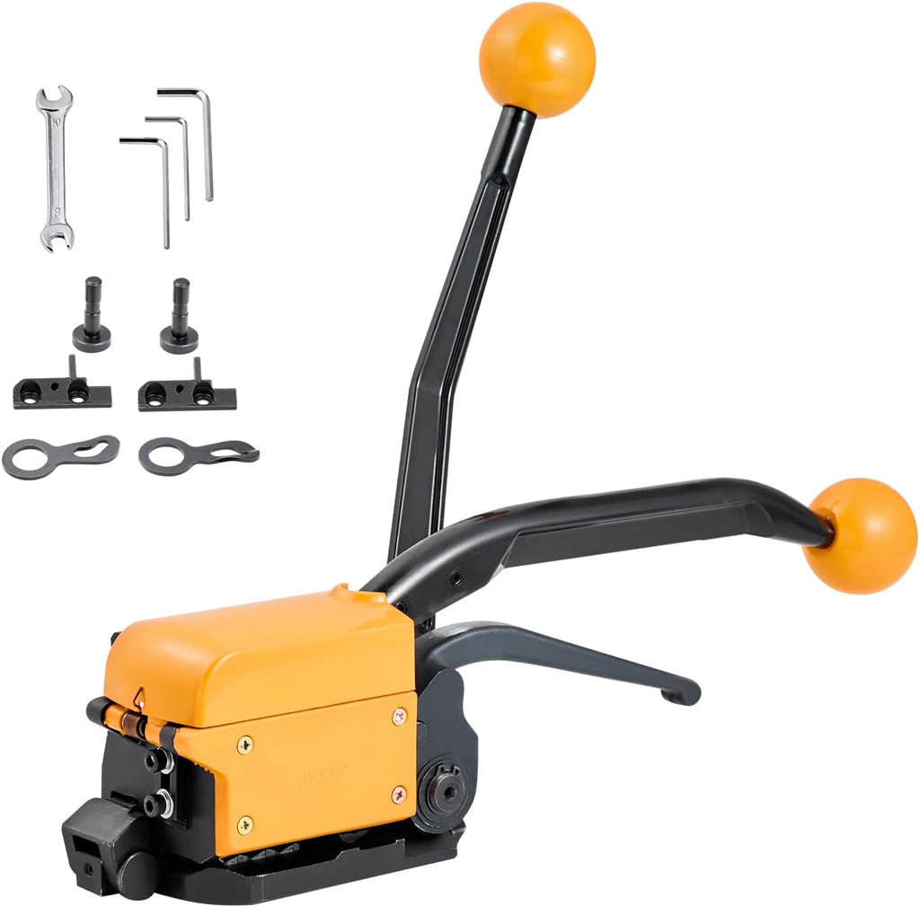 VEVOR Banding Strapping Kit, Heavy Duty A3 Steel Banding Sealer Tool with Adjustable Width, Manual Metal Pallet Packaging Strapping Kit for Warehouse, Transportation, Industrial Bundling, Home Use
