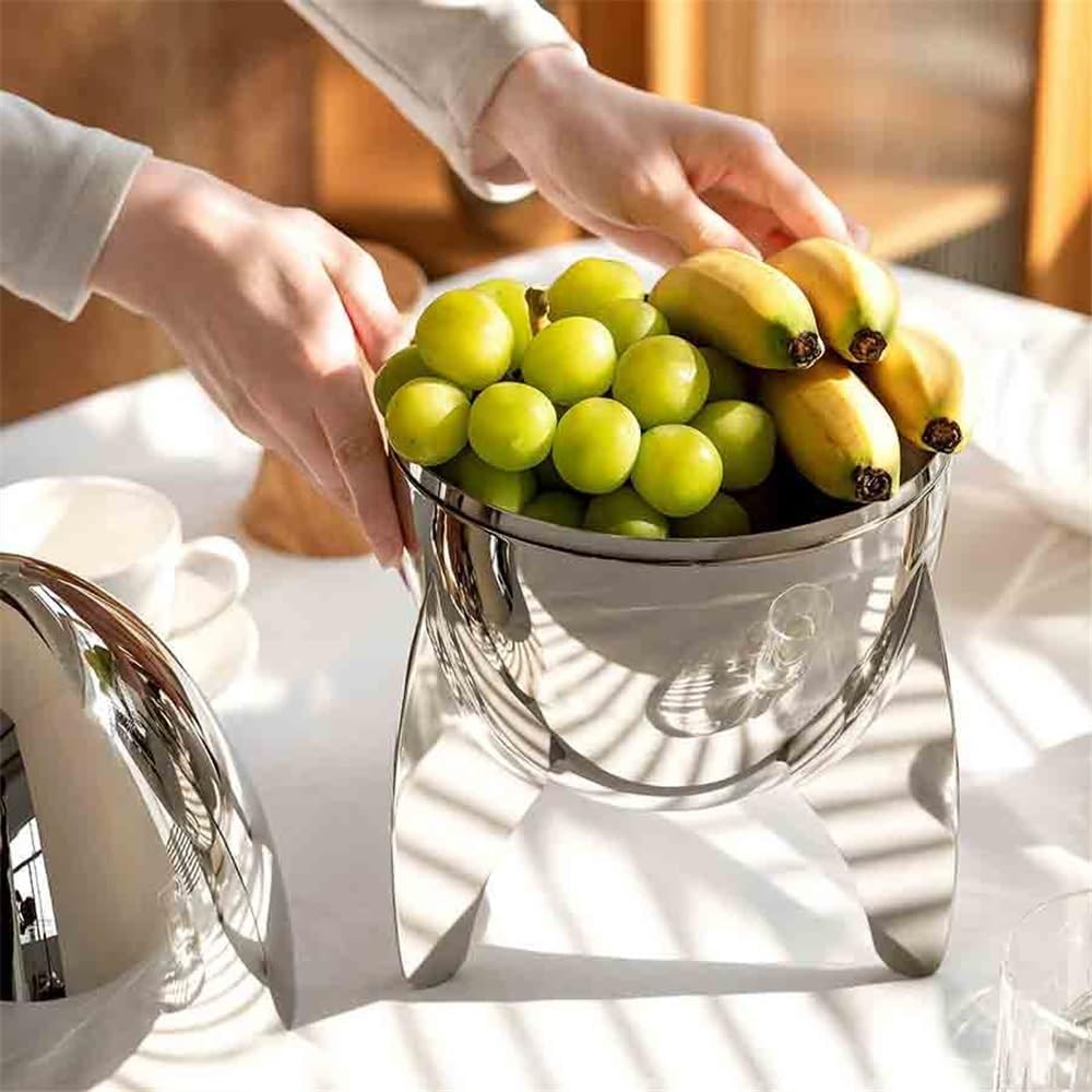 Ice Bucket Personalized Shape Stainless Steel Creative Ice Bucket with Lid Light Luxury Coffee Table Table Ice Bucket Decorative Ornaments Housewarming Gift Keeps Ice Cold & Dry