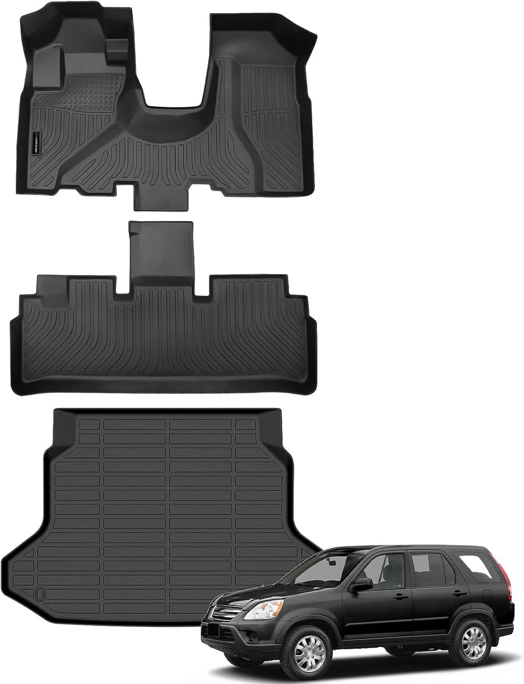 Auxko All Weather Floor Mats Cargo Mat for Honda CRV 2002 2003 2004 2005 2006 TPE Liners All Season Accessories Guard Odorless Anti-Slip Floor Liners Trunk Tray
