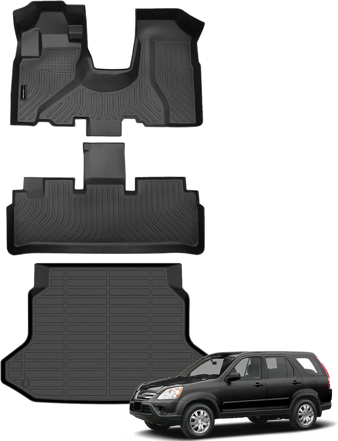 Auxko All Weather Floor Mats Cargo Mat for Honda CRV 2002 2003 2004 2005 2006 TPE Liners All Season Accessories Guard Odorless Anti-Slip Floor Liners Trunk Tray