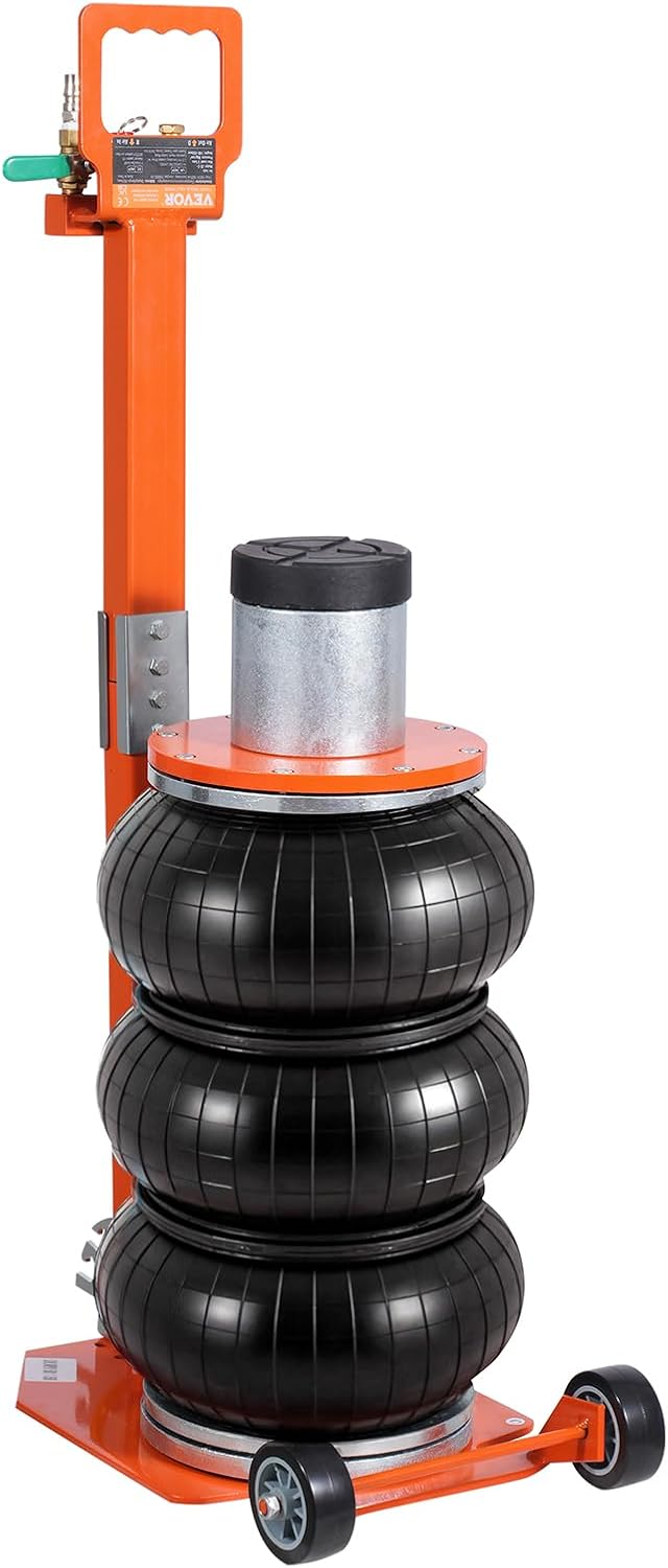 VEVOR Air Jack, 3 Ton/6600 lbs Triple Bag Air Jack, with Heightened Column Lifting Up to 21.3 Inch & Adjustable Handle, with Thick Rubber Pad, 1-6S Lifting Pneumatic Bag Jack Fits for Car, SUV