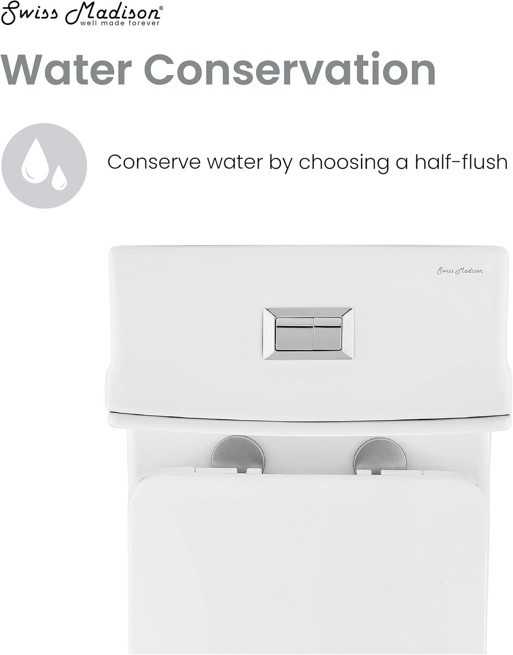 Concorde One-Piece 14' Rough-in 1.1/1.6 GPF Dual Top Flush Square Toilet in Glossy White