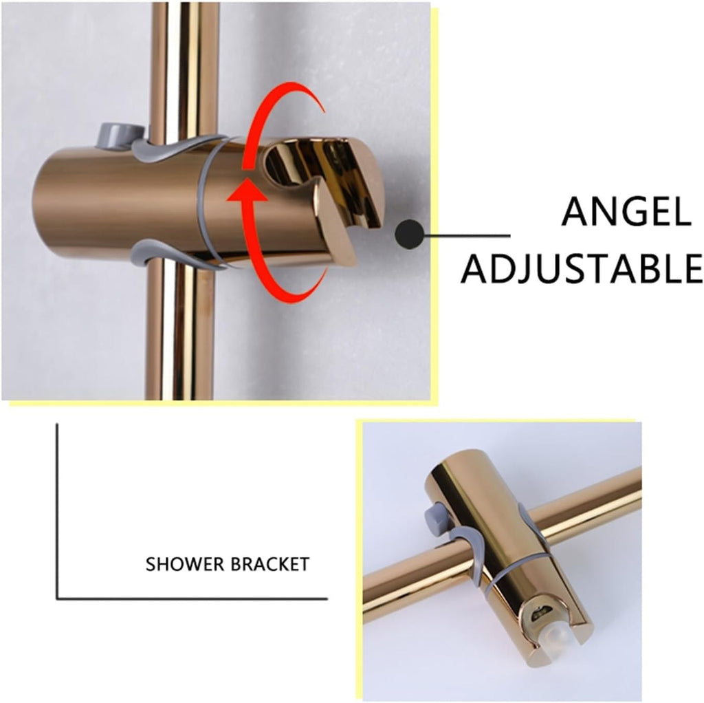 Shower Bar Angel Height Adjustable Sliding Hand Shower Bar Chrome Matt Black Stainless Steel 64cm Bathroom Fixtures(Round RG)