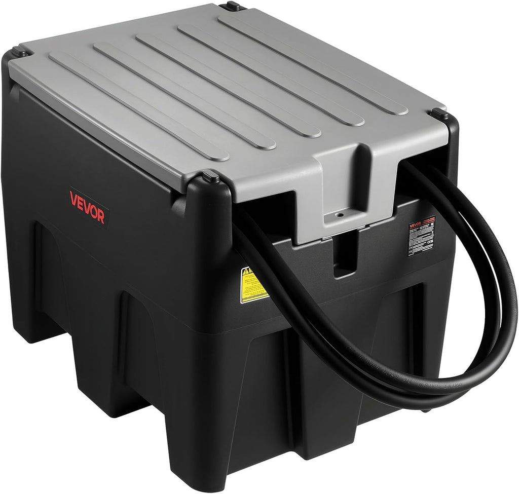 VEVOR Portable Diesel Tank, 58 Gallon Capacity & 10 GPM Flow Rate, Portable Fuel Tank with 12V Electric Transfer Pump and 13.1ft Rubber Hose, PE Diesel Transfer Tank for Easy Fuel Transportation Black