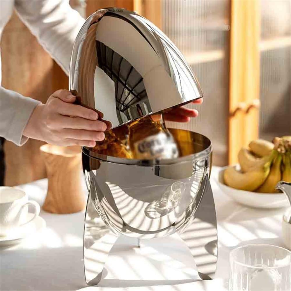 Ice Bucket Personalized Shape Stainless Steel Creative Ice Bucket with Lid Light Luxury Coffee Table Table Ice Bucket Decorative Ornaments Housewarming Gift Keeps Ice Cold & Dry