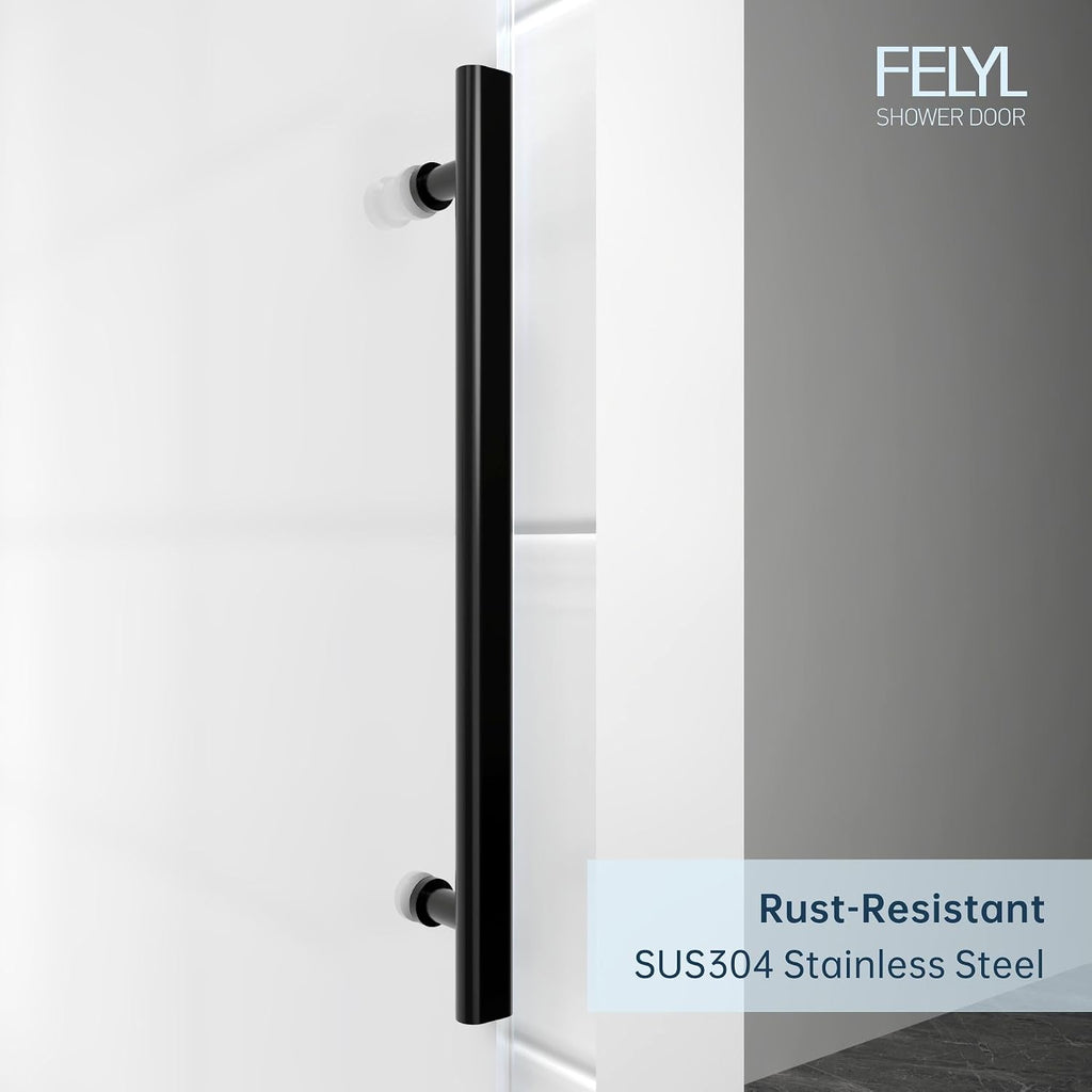 Frosted Black Sliding Shower Door 55-60' W x 72' H, Single Sliding Door, Frameless, 1/4'(6mm) Tempered Glass, Reversible Installation