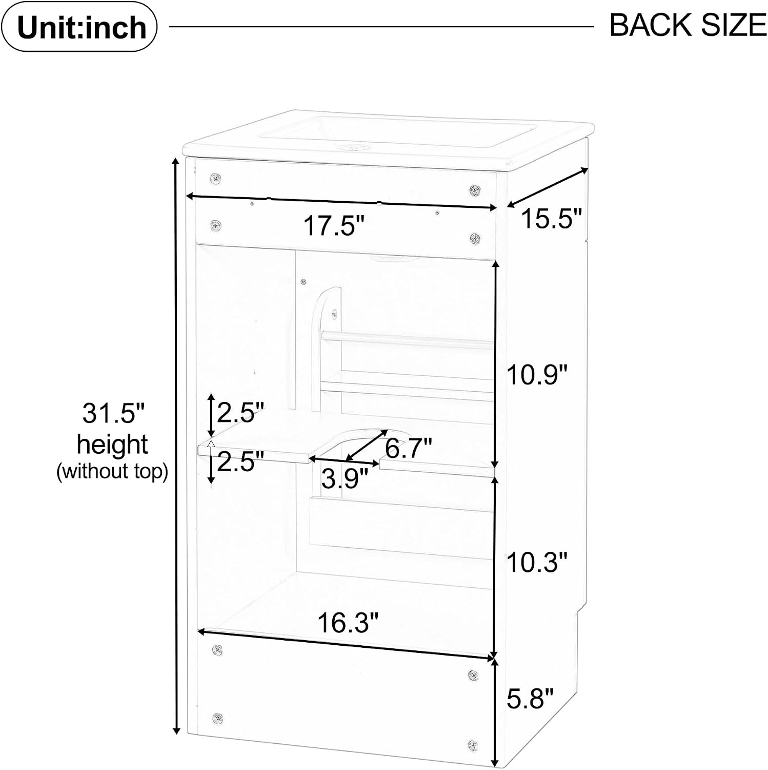 18-inch Bathroom Vanity Sink Combo, Free-Standing Single Storage Cabinet with Adjustable Shelf & Storage Rack, Wooden Bath Vanity with Ceramic Basin for Bathroom (Grey)