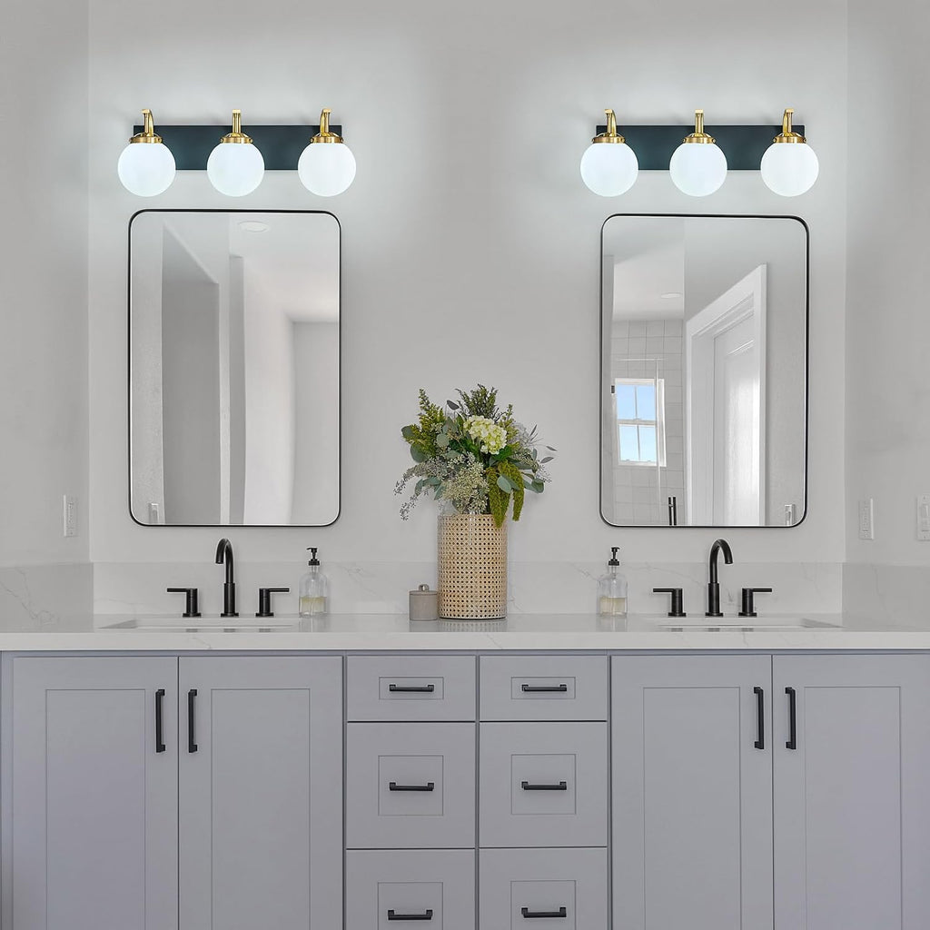 Bathroom Vanity Light Fixtures Over Mirror Modern Sand Black Gold 3 Lights Wall Sconce Vanity Light for Bathroom Lighting