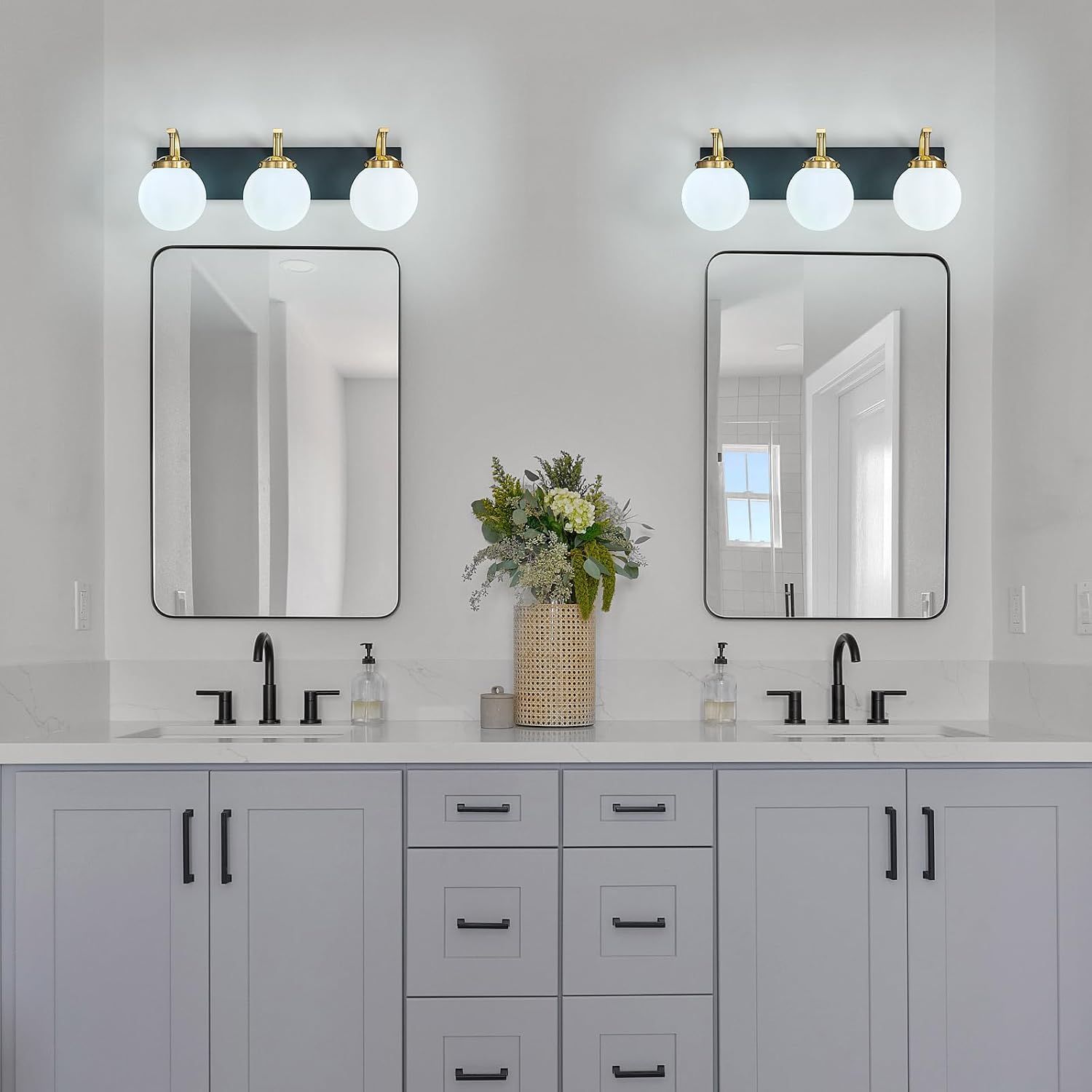Bathroom Vanity Light Fixtures Over Mirror Modern Sand Black Gold 3 Lights Wall Sconce Vanity Light for Bathroom Lighting