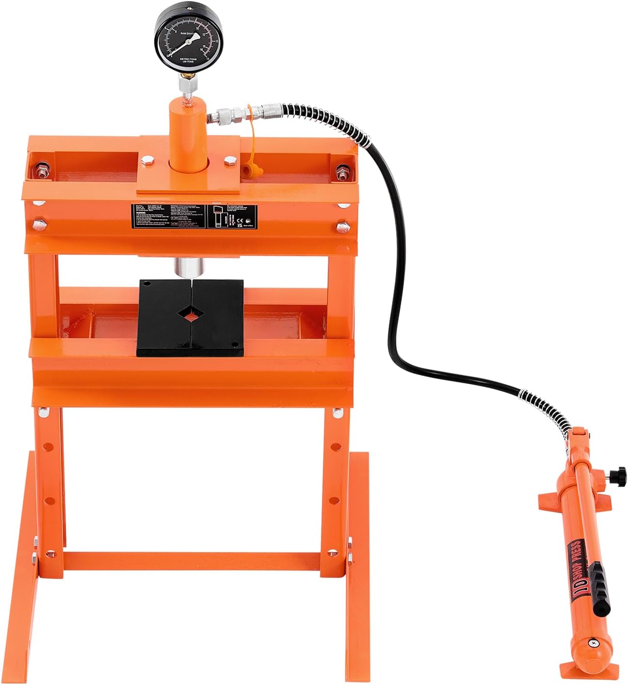 VEVOR Hydraulic Shop Press, 10 T H-Frame Shop Press with Press Plate & H-Shaped Base, Stable Garage Floor Adjustable Hydraulic Press with Relief Valve, Fit for Bending, Straightening & Stamping