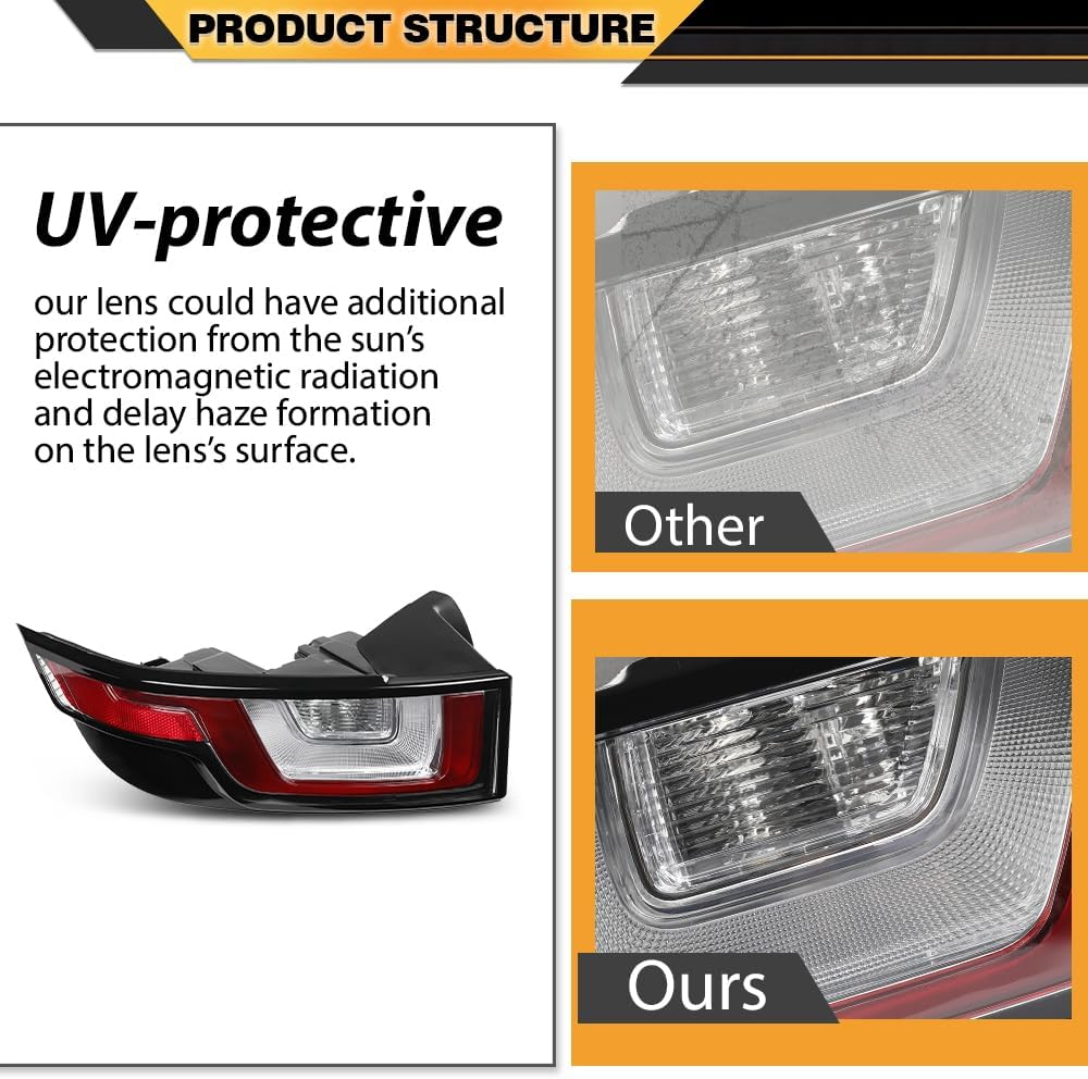 CNNELL 1 Pair Brake Tail Lights Rear Lamp Assembly Compatible with Range Rover Evoque 2012-2018 Assembly Rear Lights
