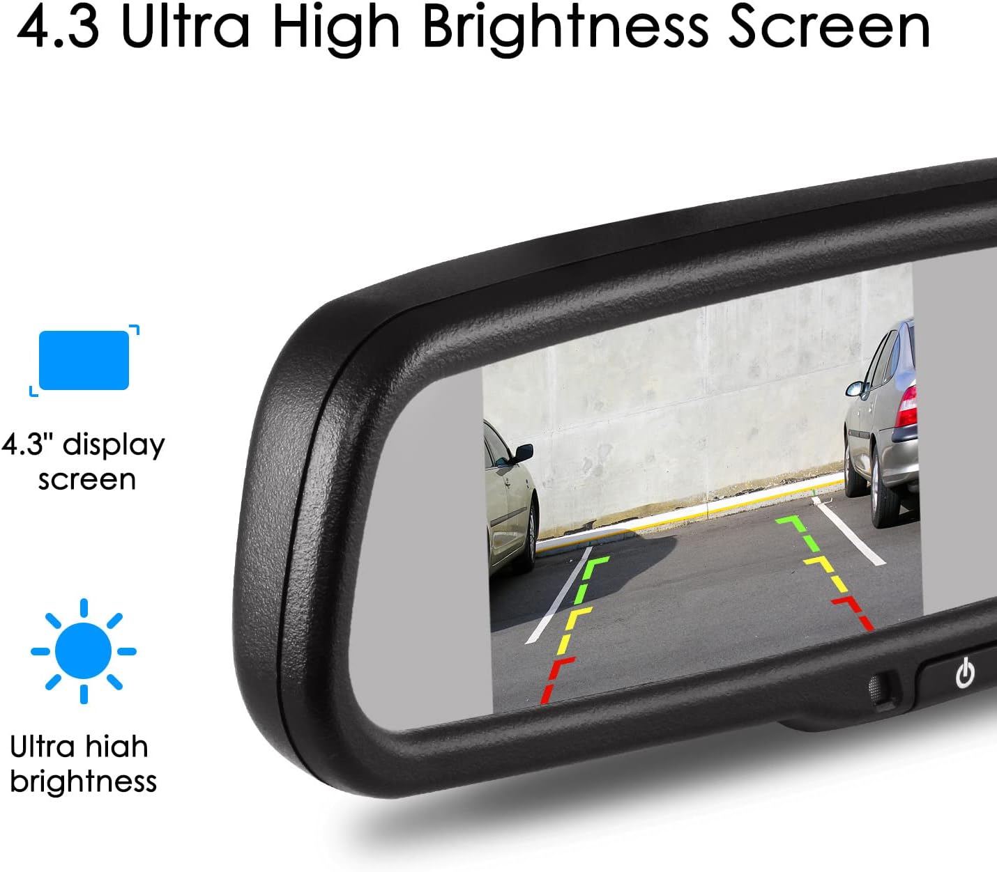 Rear View Mirror Camera with 4.3' Monitor: Super Night Vision OEM Rearview Mirror Backup Camera with IP 68 Waterproof Back Up Camera for Car, Rearview Mirror for Parking & Driving Safety AUTO-VOX T2