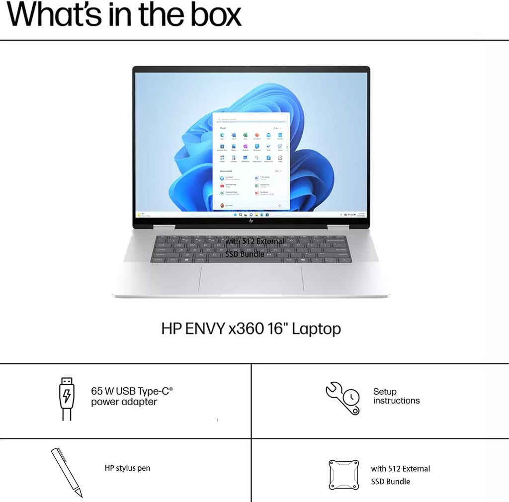 HP Envy X360 16' Ultra 7 AI Business Convertible 2-in-1 Laptop, 16' FHD+ Touchscreen, Intel Ultra 7 155U (Beats Intel i7-1355U), 16GB RAM, 1TB SSD Stylus Pen, Wi-Fi 6, Windows 11 Pro, Silver