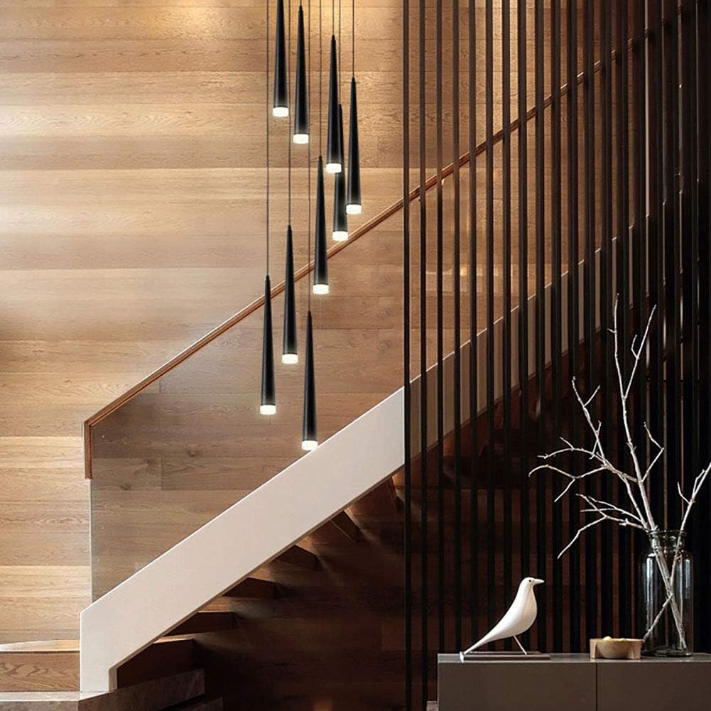 LED Modern Spiral Ceiling Light,Fixture Wrought Iron s,Flush Mount During Lighting,Long Barrel Conical,for Dining Room Bathroom Bedroom Living Room,Rotate The -Black Warm Light 6