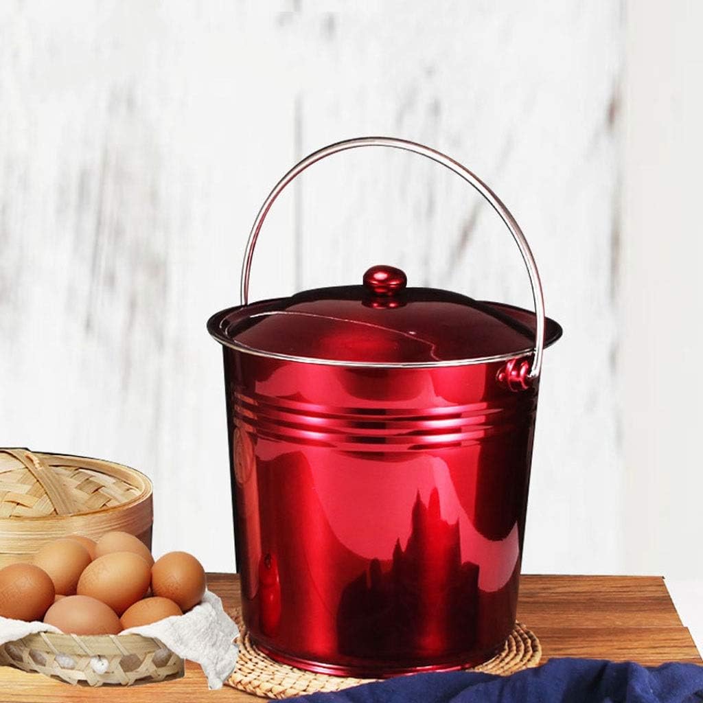 Ice Bucket Large Capacity Ice Bucket Bar Cocktail Ice Bucket Restaurant Champagne Bucket Household Kitchen Storage Bucket Rice Bucket Lid Ice Bucket Wine Bucket (Color : Red) (Red)