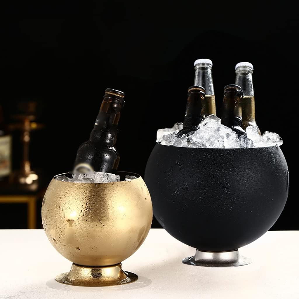 Ice Bucket Ice Bucket for Freezer Bar Stainless Steel Ice Bucket Champagne Beer Red Wine Ice Bucket Hotel Kitchen Convenient Portable Ice Bucket Beverage Bucket Ice Buckets Party Cooler Drink Cooler(B