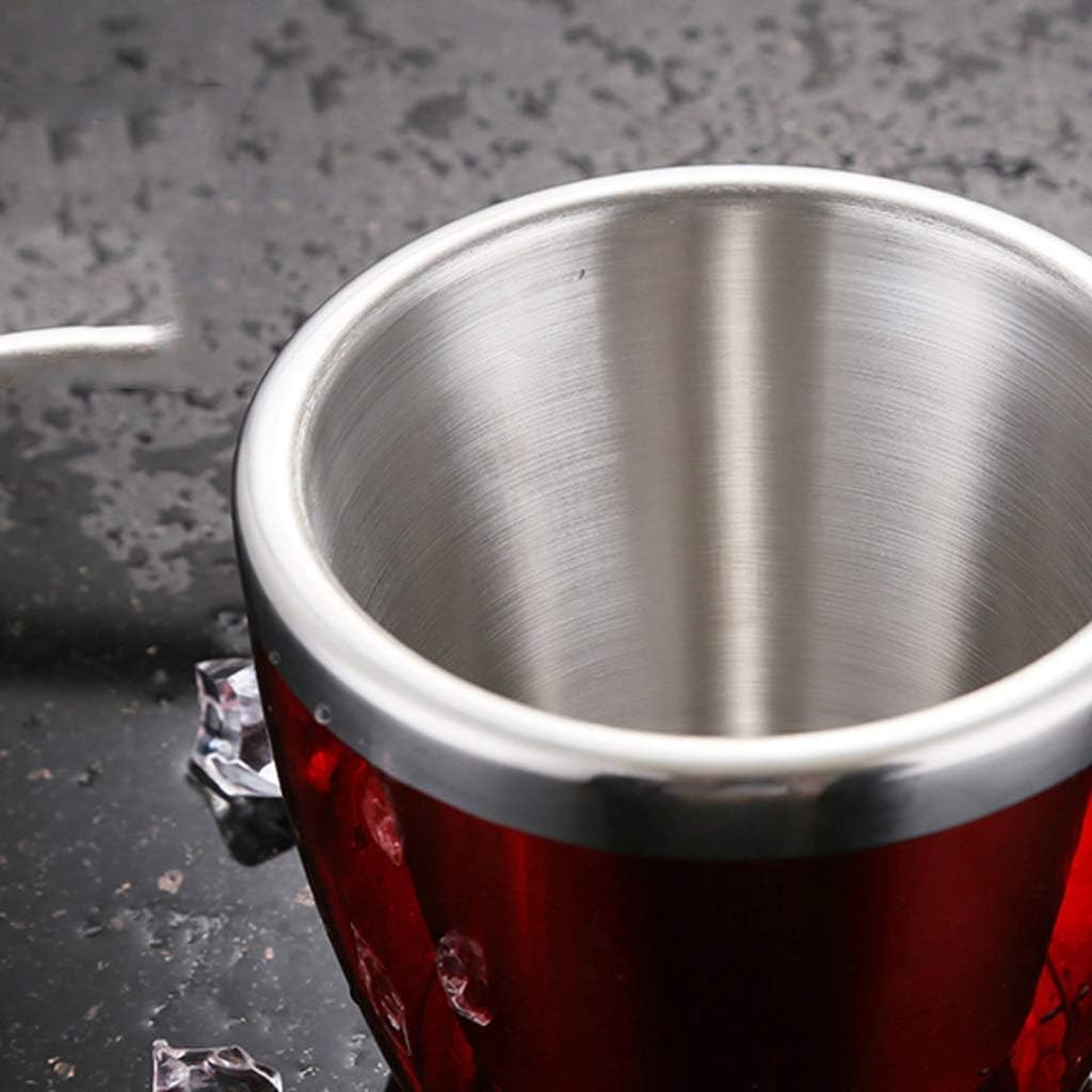 ice bucket, Ice Bucket Red Ice Bucket - Stainless Steel Double Bar Ice Bucket, Champagne Barrel, Ktv Club Bar Supplies, Drink Freezer
