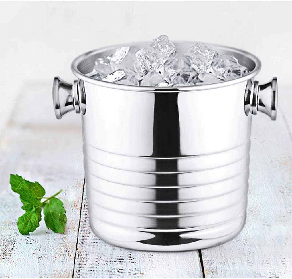 ice bucket, Ice bucket Iced Stainless Steel Thickening Bar Champagne Bucket Ice Cube Barrel Beer Ice Bucket Red Wine Ice Bucket