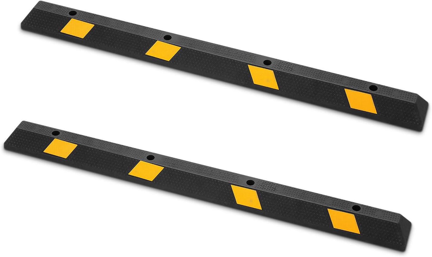 VEVOR Parking Stopper, 72 Inch 2 Pcs Heavy Duty Parking Aid for Garage, Rubber Curb Garage Floor Stopper with Reflective Strips, Aid Gadgets for Cars Vans Trucks Tire Wheel Guide Block Stops Bumpers