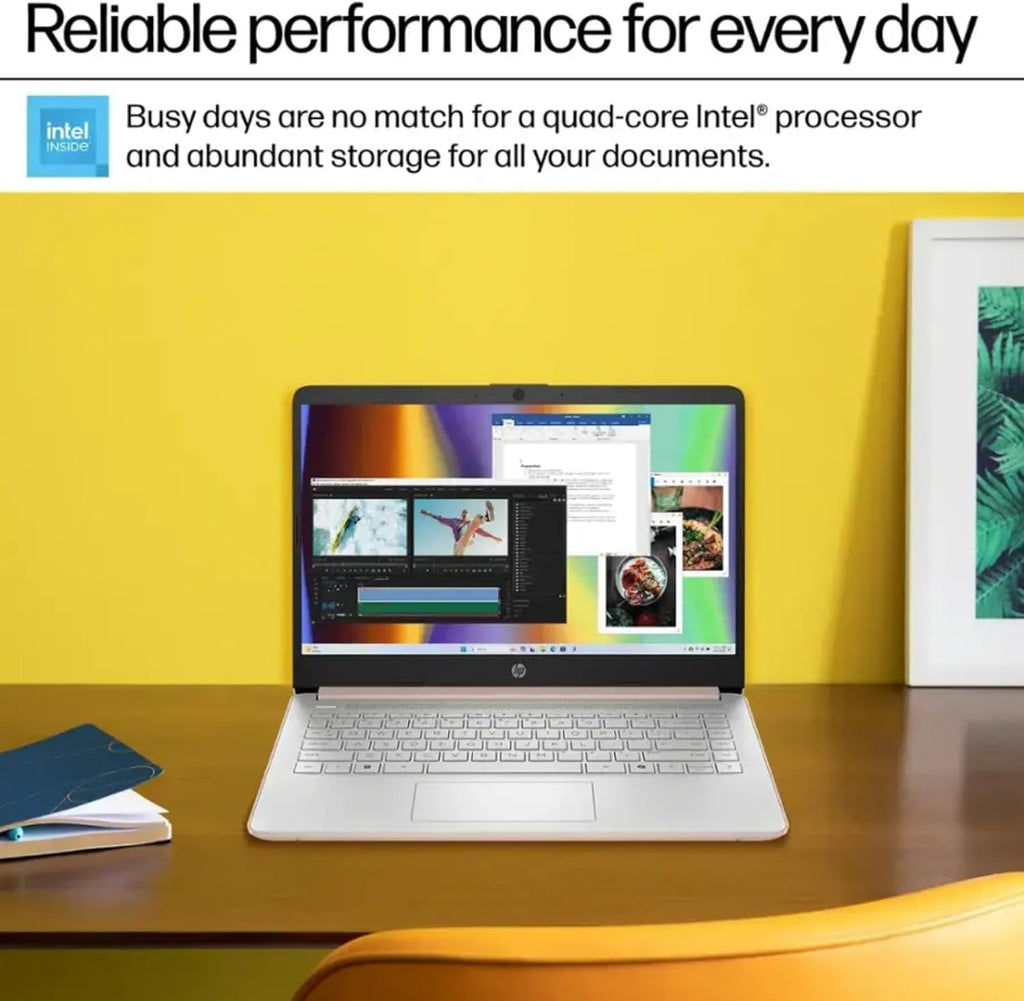 HP Ultrabook 14 Laptop with Free Microsoft 365 • 16GB RAM • Intel 4-Core CPU • 1.1TB Storage (64GB OnBoard w/ 64GB External + 1TB OneDrive) • Windows 11 w/o Earphones (Rose Gold)