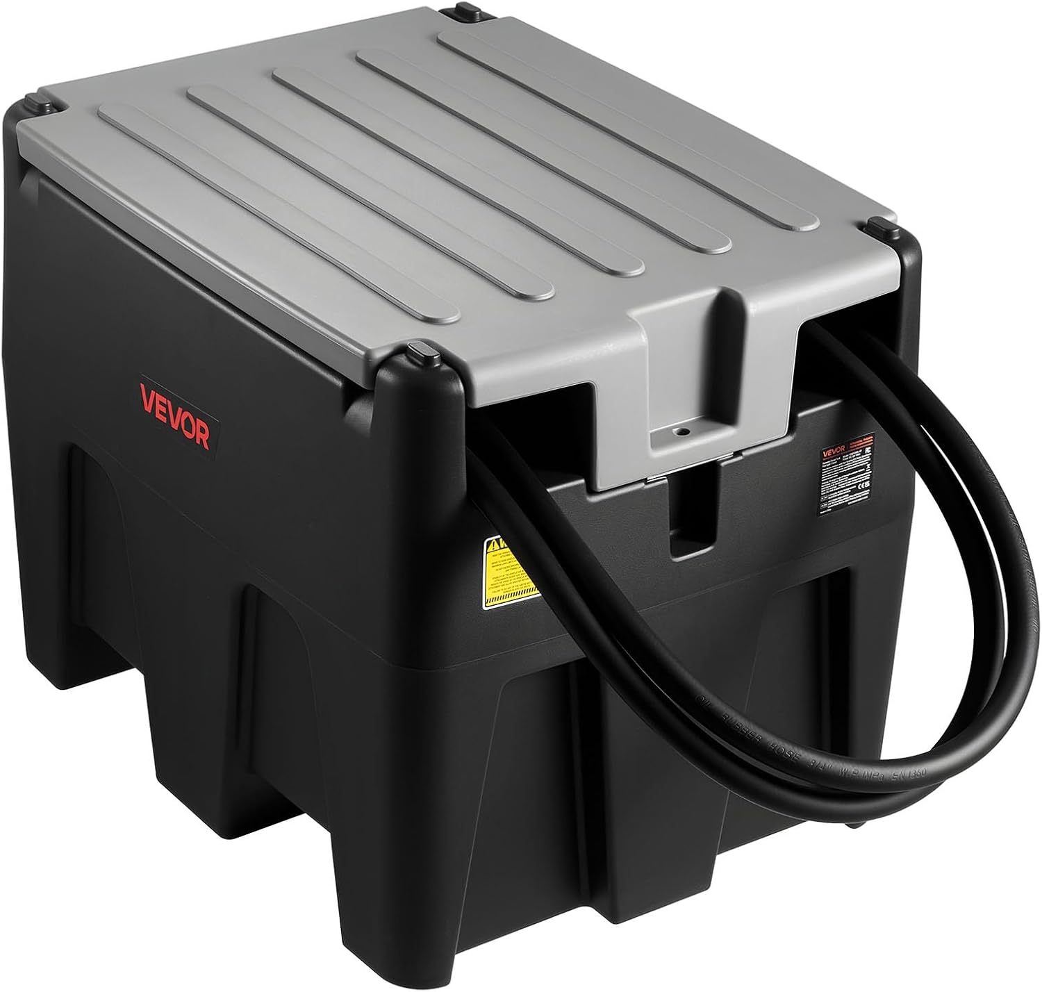 VEVOR Portable Diesel Tank, 58 Gallon Capacity & 10 GPM Flow Rate, Portable Fuel Tank with 12V Electric Transfer Pump and 13.1ft Rubber Hose, PE Diesel Transfer Tank for Easy Fuel Transportation Black