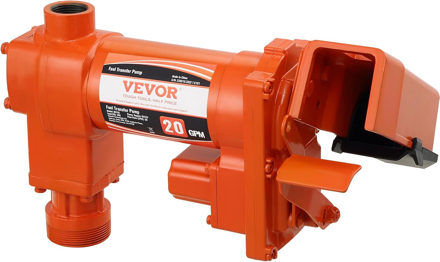 VEVOR Fuel Transfer Pump, 12V DC 20 GPM 1/4 HP, Gasoline Extractor Pump with Automatic Nozzle, Discharge Hose & Suction Pipe for Gasoline, Diesel, Kerosene, Ethanol & Methanol Blends, and Biodiesel