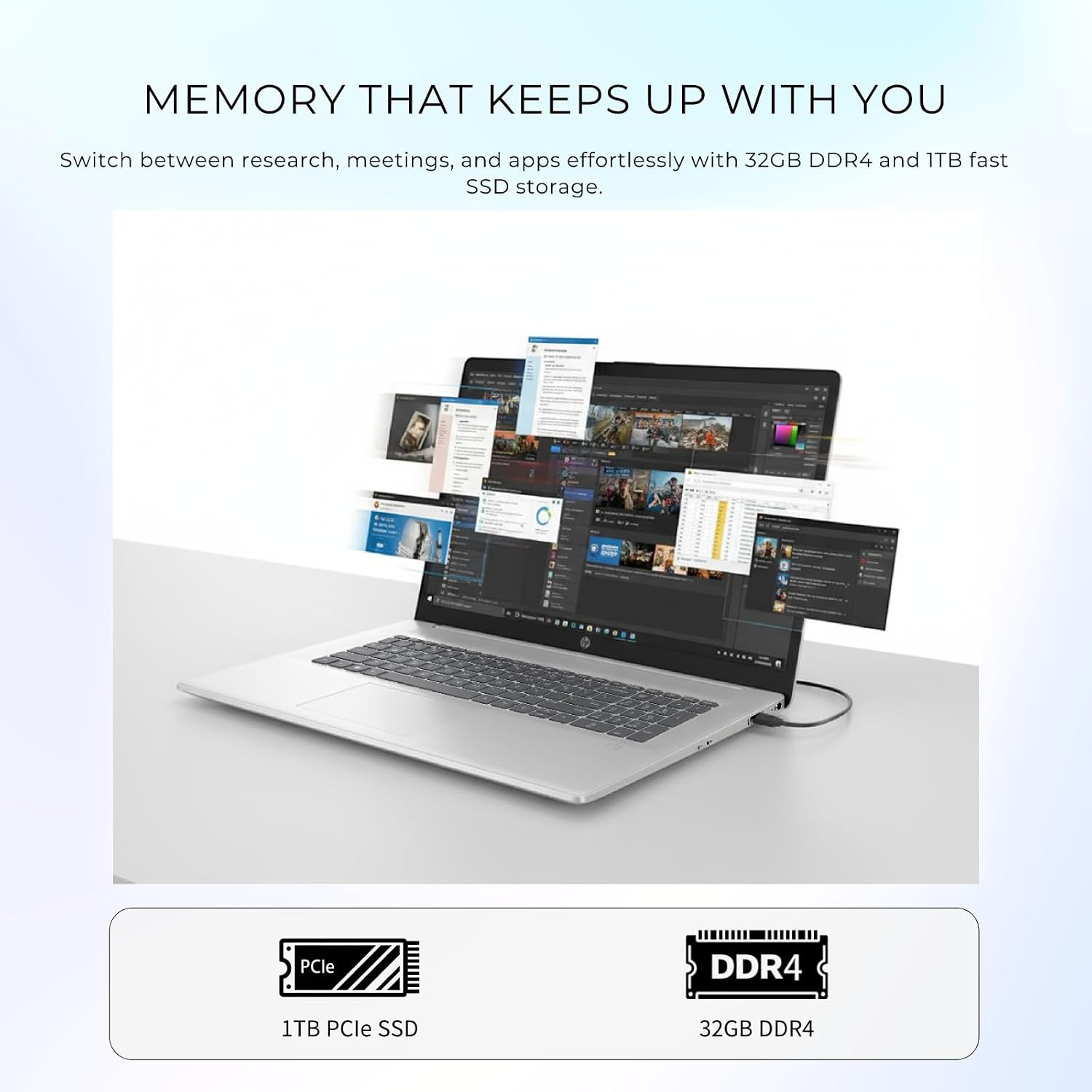 HP 17 Laptop Computer, 17.3' FHD(1920×1080), Intel 10-Core i5-1334U, Fingerprint, Backlit KB, Win 11 Pro Laptop for Business & Students, Fast Charge, Redragon Patent Kit, 32GB RAM, 1TB SSD