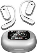 Open-Ear Wireless Earbuds Bluetooth 5.4 Headphones with Intelligent Touch Screen & Earhook, 40Hrs Playback Sport Ear Buds Earphones,Ultra-Comfort Design,Compatible with iPhone & Android,White