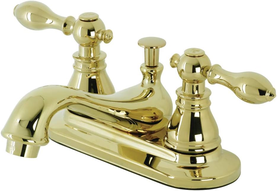 Kingston Brass KB602ACL American Classic 4' Centerset Bathroom Faucet, Polished Brass