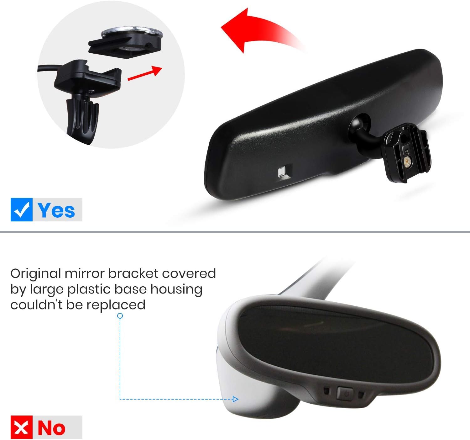 Rear View Mirror Camera with 4.3' Monitor: Super Night Vision OEM Rearview Mirror Backup Camera with IP 68 Waterproof Back Up Camera for Car, Rearview Mirror for Parking & Driving Safety AUTO-VOX T2