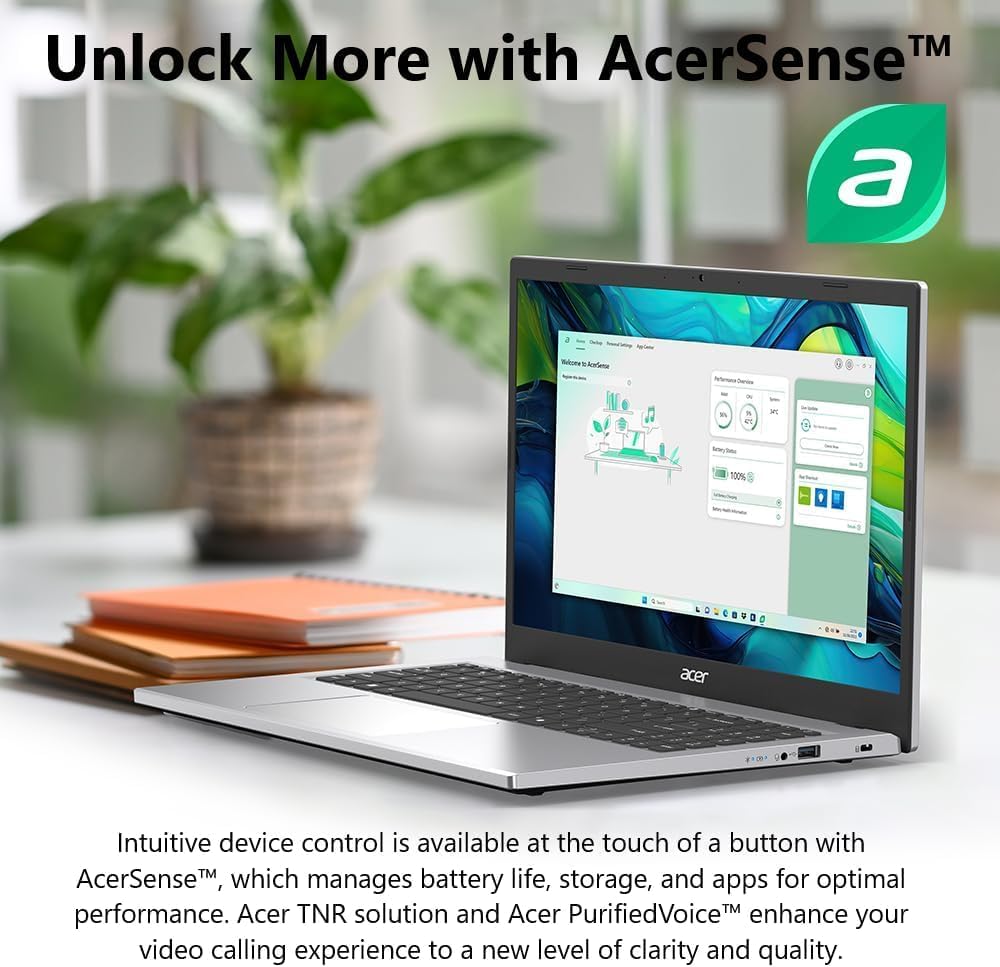Acer Aspire Slim Laptop | 15.6'' Full HD Display | Powerful 8-Core Intel Core 3 N355 | 8GB RAM | 128GB SSD | Copilot AI Ready | Microsoft Office on the Web | HDMI | Wi-Fi 6 | Windows 11 | No Mouse |