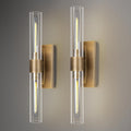 Modern Brass and Glass Wall Sconces, 24' Vanity Lights for Bathroom 2 Lights, Horizontal or Vertical Linear Wall Sconce,Indoor Sconces Wall Lighting,Bathroom Wall Sconce Set of Two