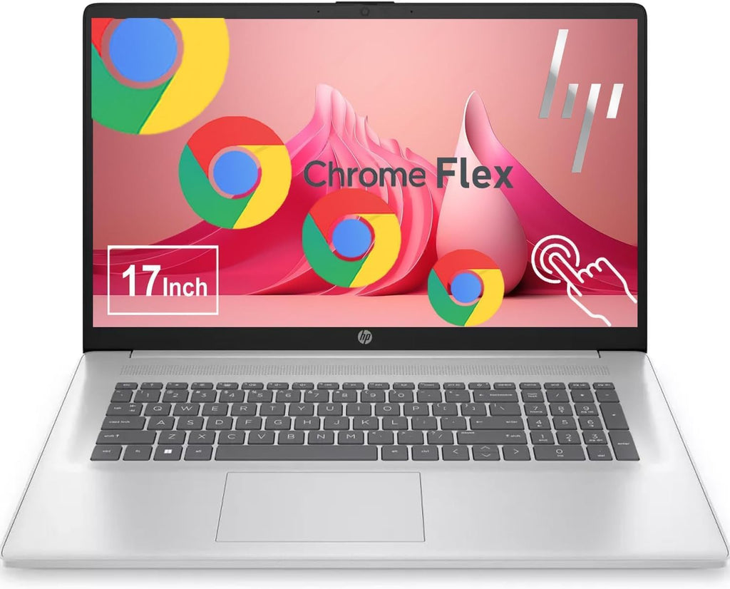 HP 17.3' Touchscreen Chromebook, 8GB RAM, 128GB SSD, Intel 4-Core, HDMI, Type C, ChromeOS Flex, Designed Purely for School and Work | Game App Not Allowed | No Mouse