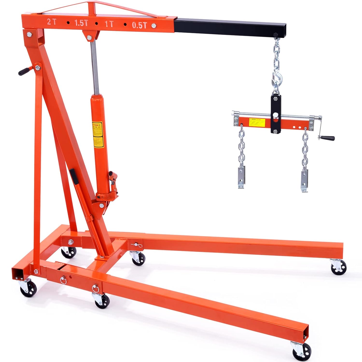 VEVOR Hydraulic Engine Hoist with Lever, 2 Ton/4400 LBS Heavy-Duty Cherry Picker Shop Crane, Foldable Engine Crane and Engine Hoist Leveler for Auto Repair, Motors, Weights Lifting, Loading