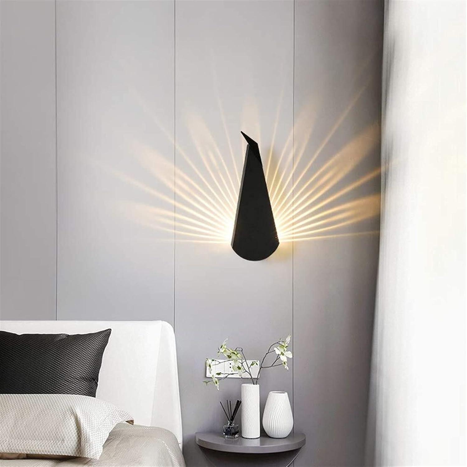 Modern Scandinavian LED Wall Lamp - Black Wrought Iron Fixture for Aisle, Stairs, Corridor, Bedroom, Toilet - Minimalist Indoor Lighting, 36x14cm Elegant Design