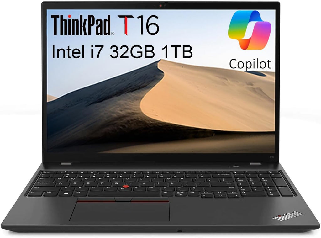 Lenovo ThinkPad T16 Business Laptop (16' FHD+ Anti-glare, 10-Core i7-1355U, 32GB DDR5 RAM, 1TB SSD), Fingerprint, Webcam w/Shutter, 2x Thunderbolt 4, Ethernet, Wi-Fi 6E, Win 11 Pro w/ AI Copilot