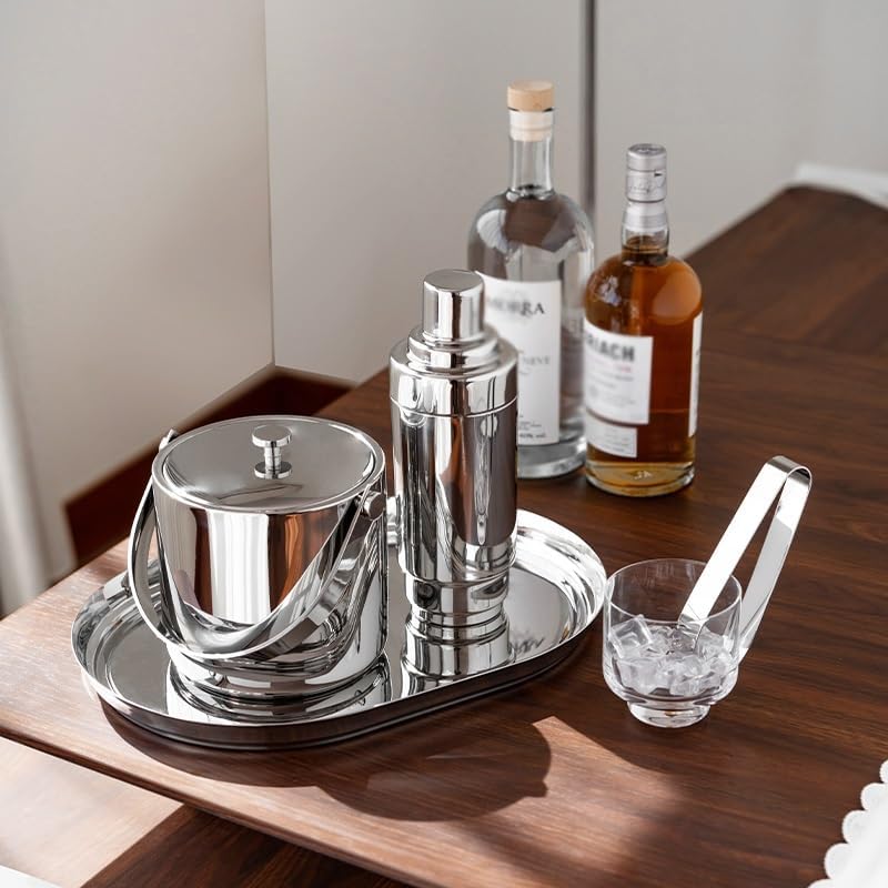 Ice Bucket Ice Bucket for Freezer Stainless Steel Ice Bucket, Bar Counter Cocktail Shaker Ice Bucket, Home Red Wine Ice Storage Bucket Ice Buckets Party Cooler Drink Cooler