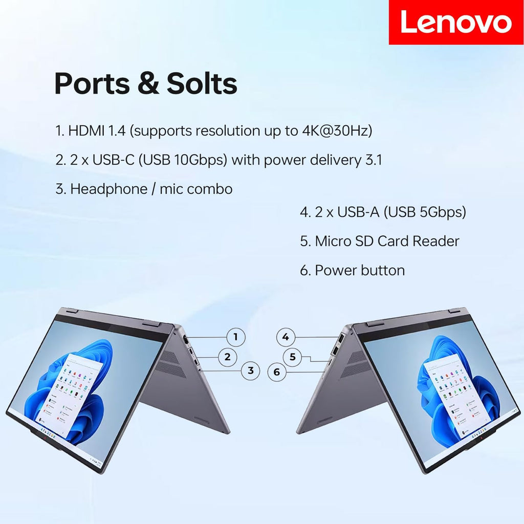 Lenovo IdeaPad 5 AI-Powered Premium 2-in-1 Laptop, 14' FHD+ Touchscreen, Ultra 7 255U, 16GB Onboard RAM, 1TB SSD, Wi-Fi 6, Win11 Pro, Backlit, Thin & Quiet Design, Bundle with PCO Laptop Cooler